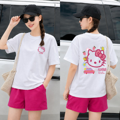 Bộ quần áo thun nữ dáng rộng NB25 in hình HELLO KITTY  chất liệu cotton Loza BP731