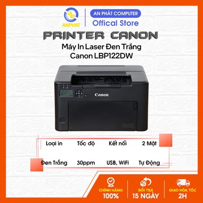 Máy in laser đen trắng Canon LBP122DW (In đảo mặt | A4 | A5 | USB | LAN | WIFI)