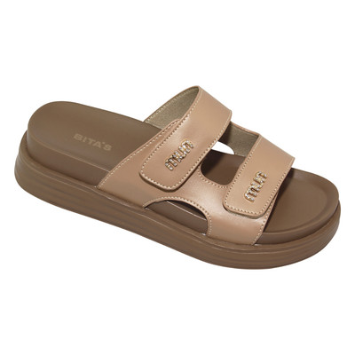Dép quai ngang nữ Bita's DORACA.09 (Beige + Đen + Kem)