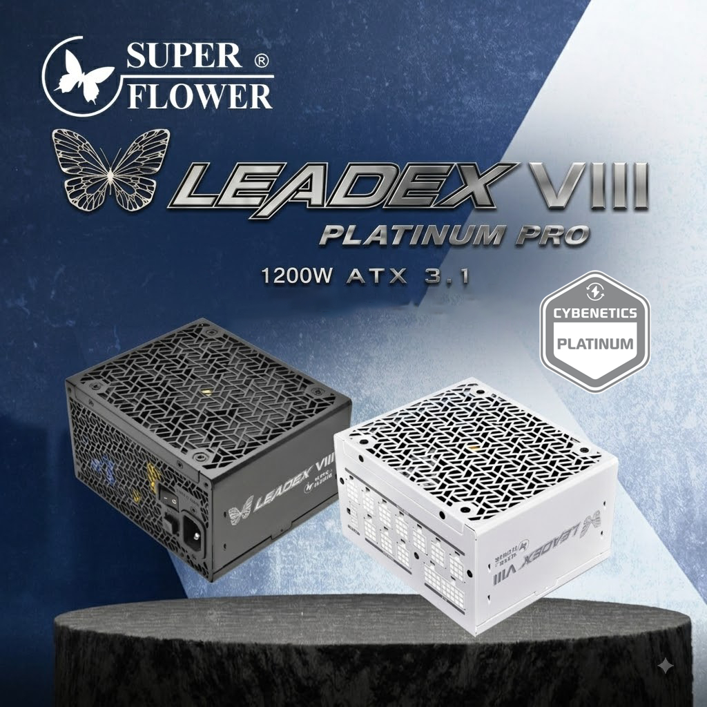 Nguồn máy tính PSU Super Flower LEADEX VIII Platinum Pro 1200W ATX3.1 Cybenetics Platinum Black/Whit