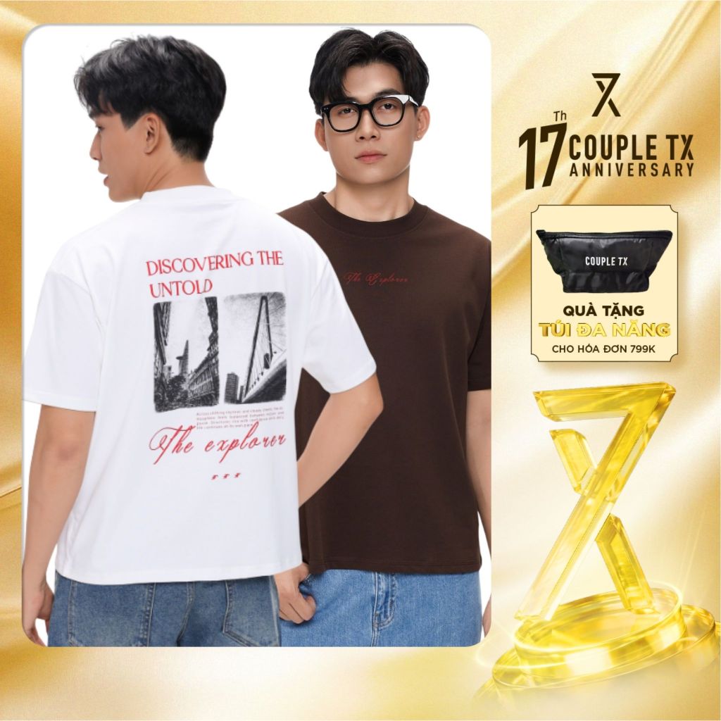 Áo Thun Nam Couple TX Discovering The Untold Thun Cotton 100% Form Boxy MTS 1533