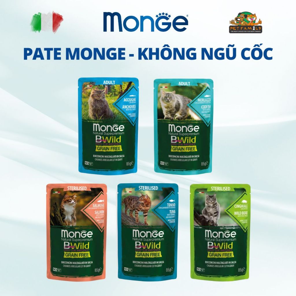Pate cho Mèo Monge Bwild - Pate Cao Cấp không chất bảo quản, không Ngũ cốc - Gói 85G