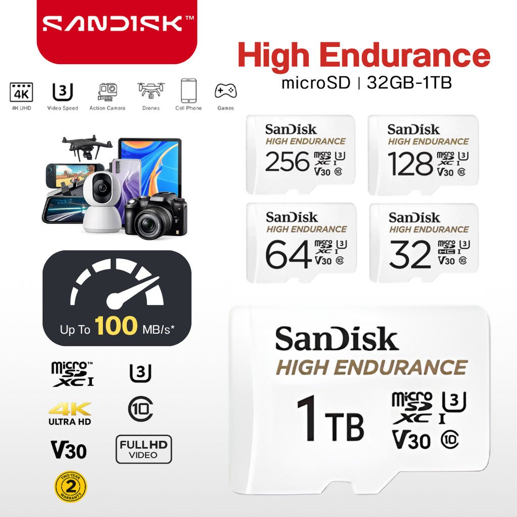 Thẻ nhớ Micro SD ( 64GB , 128GB , 256GB ) Sandisk High Endurance (Kèm Adapter)