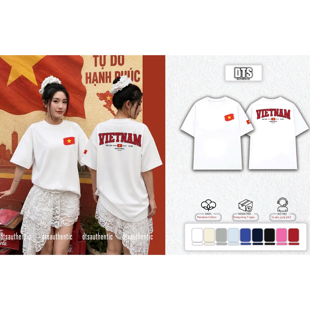 Áo Thun Nam Nữ Cotton Form Rộng Unisex THE FLAG OF VIETNAM Tee DTS Authentic