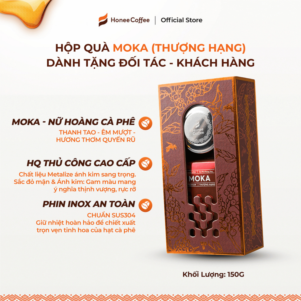 [TẶNG TÚ] Hộp quà cà phê moka -  100% Cafe moka rang xay nguyên chất - cà phê hạt rang mộc chính hãn