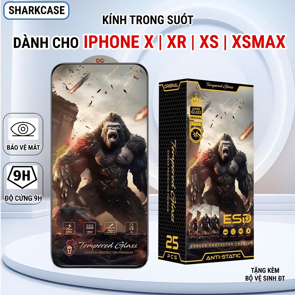 Kính cường lực iPhone x, xs, xr, xsmax chiến binh trong suốt Miếng dán bảo vệ màn hình đt ip