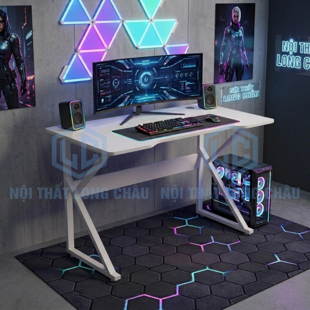 [2 Thanh Trợ Lực] Bàn Làm Việc, Bàn Gaming, nhiều phiên bản, mặt gỗ 1m2,1m thiết kế cá tính, chân sắ