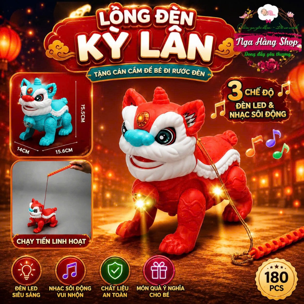 Sỉ lồng đèn trung thu, đèn lồng Kỳ Lân biết đi, biết hát, đèn lồng Sư Tử có đèn, có cán cầm cho bé đ