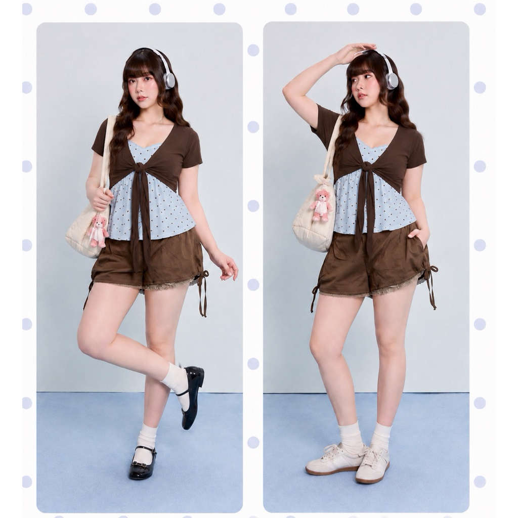 LASSIE BIGSIZE| Set 2 áo + khoác tay ngắn co giãn cực tốt BIGSIZE (60 - 80KG) - OLALA TOP