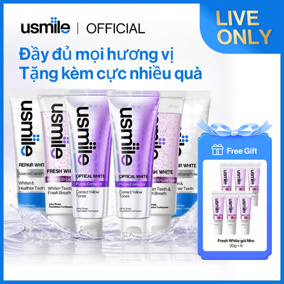 【LIVE】Usmile Optical White*2+Repair White*2+Fresh White*2+Fresh White*6 mint| Trắng răng chỉ sau 14 ngày