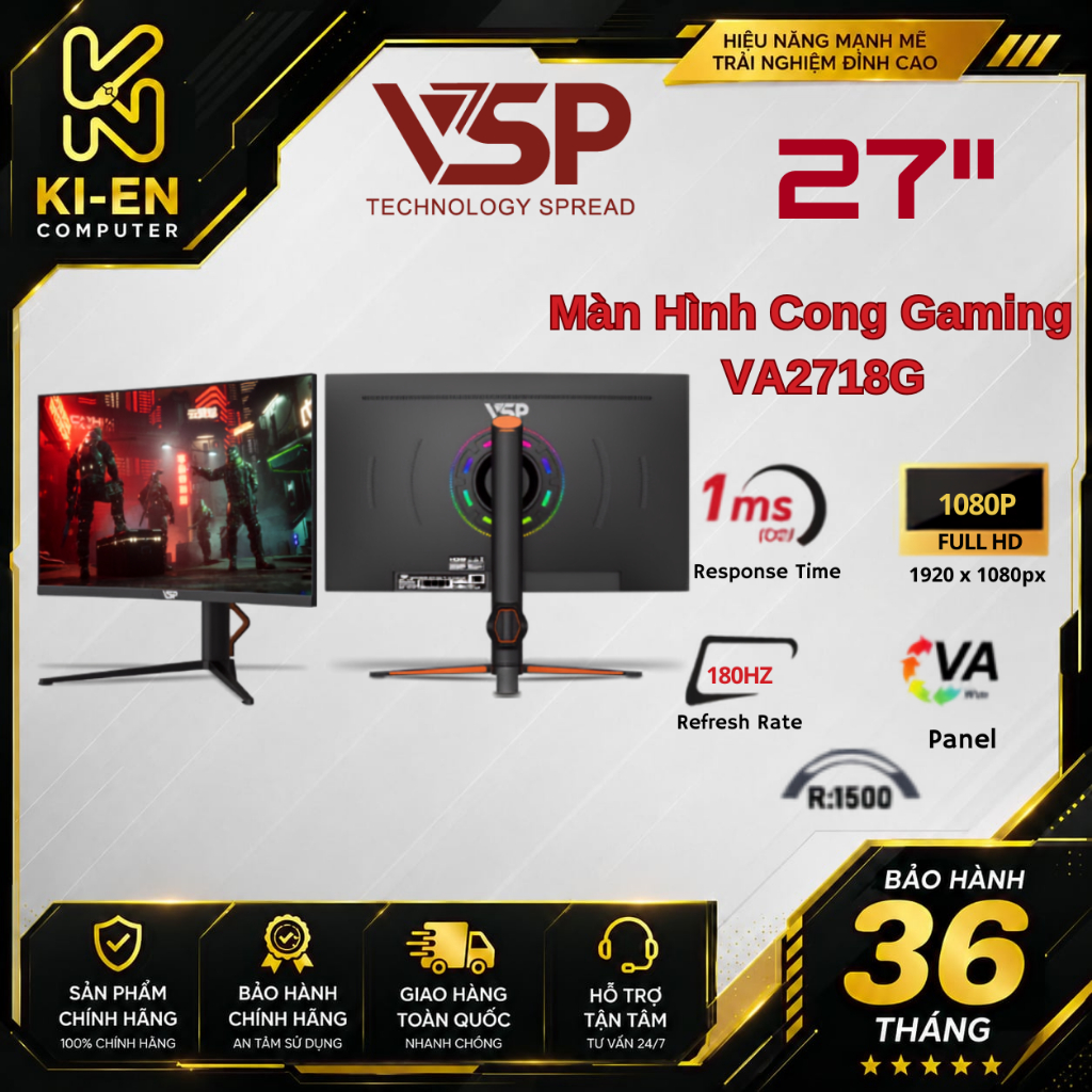 Màn Hình Cong Gaming VSP 27inch  VA2718G