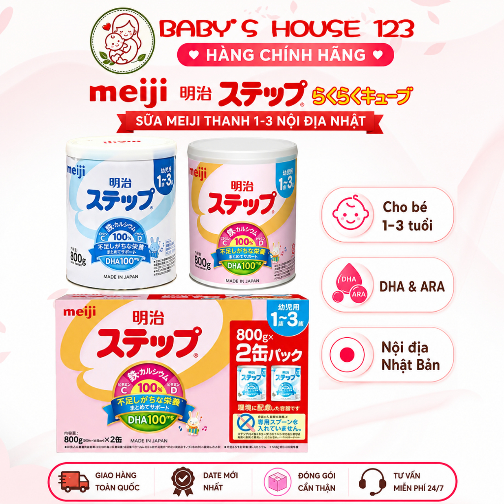 Sữa Meiji 1-3 / Meiji 1 Nội Địa Nhật Cho Bé Từ 1 Đến 3 Tuổi - Hộp 800gr