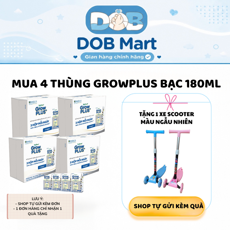[Combo 3 thùng BẠC 180ML]Thùng 24 hộp Sữa Bột Pha Sẵn Nutifood Sweden Grow plus+ Cao lớn vượt trội D