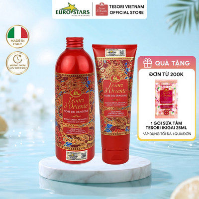 Sữa Tắm Nước Hoa Tesori d'Oriente Thanh Long 500ml/250ml Nhập khẩu Ý (KÈM VÒI) - Mịn da, Lưu hương lâu, cho cả Nam & Nữ
