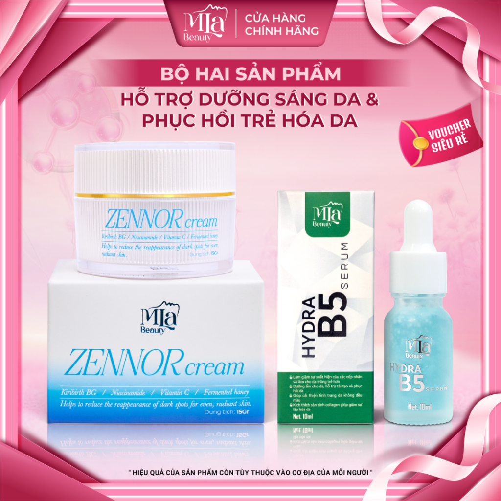 Combo 2 Sản Phẩm Dưỡng Sáng Da Mặt & Phục Hồi Trẻ Hóa Da [ Mla Beauty ]