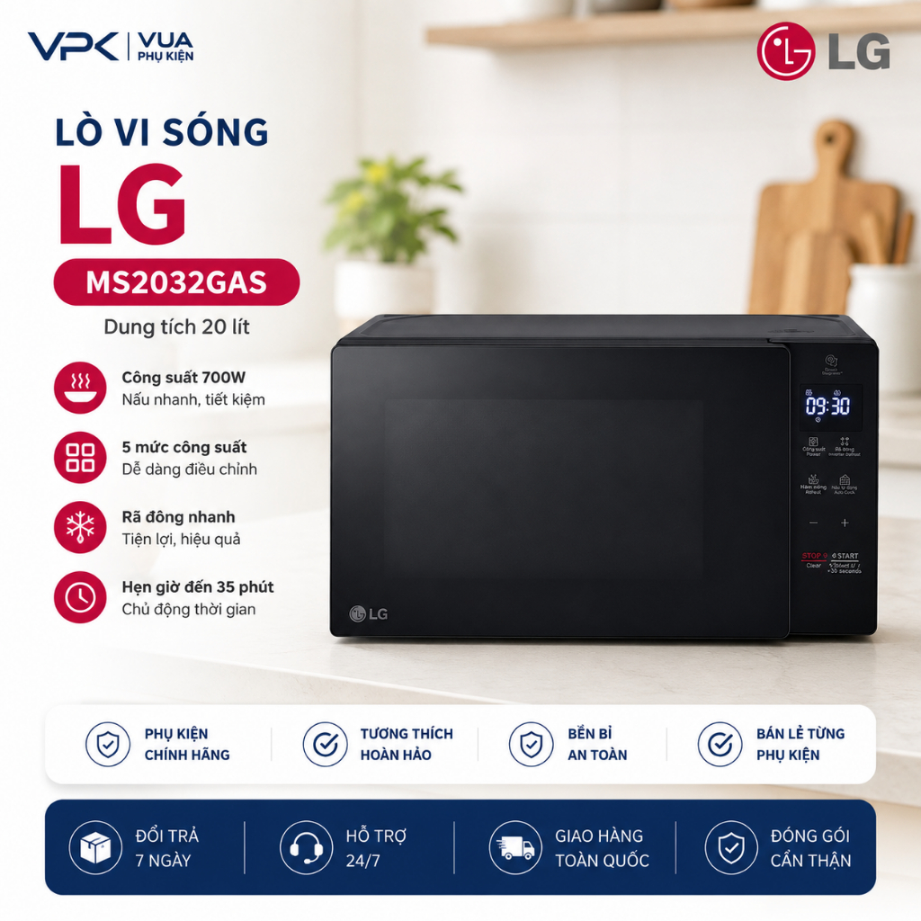 Lò Vi Sóng LG MS2032GAS 20 Lít Bảo hành chính hãng 12 tháng