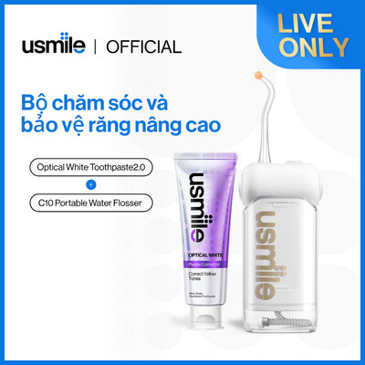 【LIVE】usmile Máy tăm nước  C10 + Kem trắng răng Optical White 100g + Optical White*30g | Combo vệ sinh & làm trắng răng