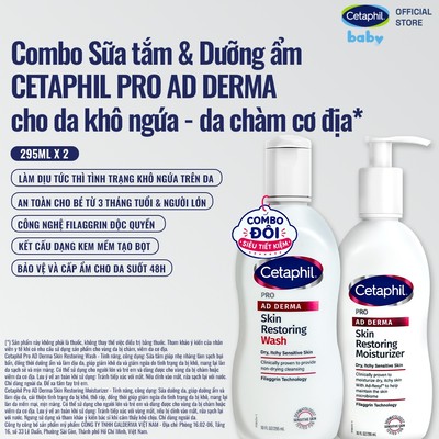 Combo Sữa Tắm & Sữa Dưỡng Ẩm dành cho da khô, ngứa Pro AD Derma Wash 295ml & Pro AD Derma Moisturizer 295ml