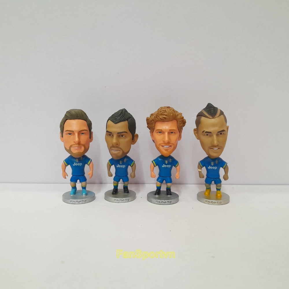 Set 4x mô hình tượng cầu thủ bóng đá Marchisio Tevez Llorente Vidal Juventus 2014 2015 away kodoto f