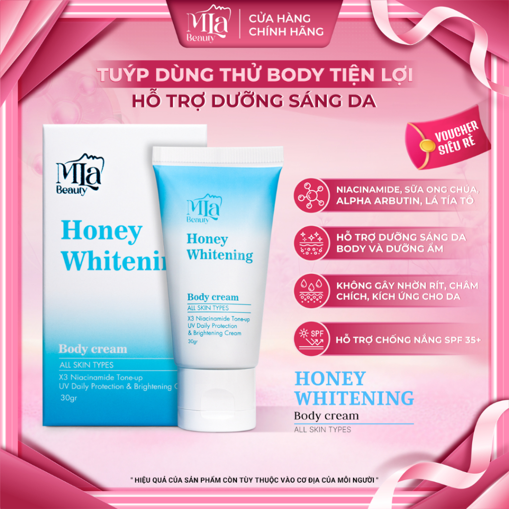 Tuýp Body Tiện Lợi Hỗ Trợ Dưỡng Sáng Da Nâng Tone - Honey Whitening [ Mla Beauty ]