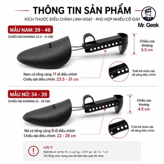 [GeekSneaker] 1 Cặp 2 Cây Shoes Tree Bằng Nhựa - Cố định , Giữ form giày Sneaker, Da, Boots Tuỳ chỉnh kích thước