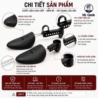 [GeekSneaker] 1 Cặp 2 Cây Shoes Tree Bằng Nhựa - Cố định , Giữ form giày Sneaker, Da, Boots Tuỳ chỉnh kích thước