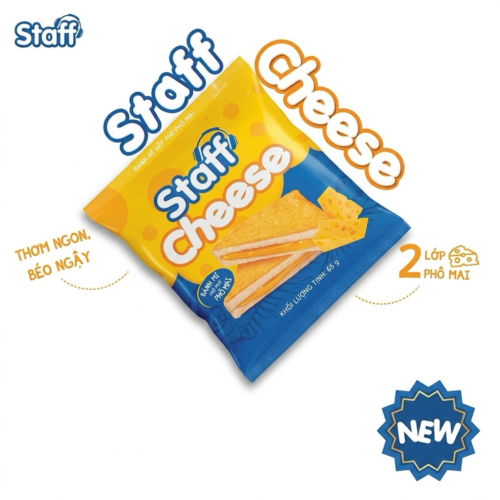 20 TÚI STAFF BÁNH MÌ KẸP PHỦ PHÔ MAI 65G HSD 8-14 NGÀY HSD 8-14 NGÀY KỂ TỪ NGÀY SẢN XUẤT