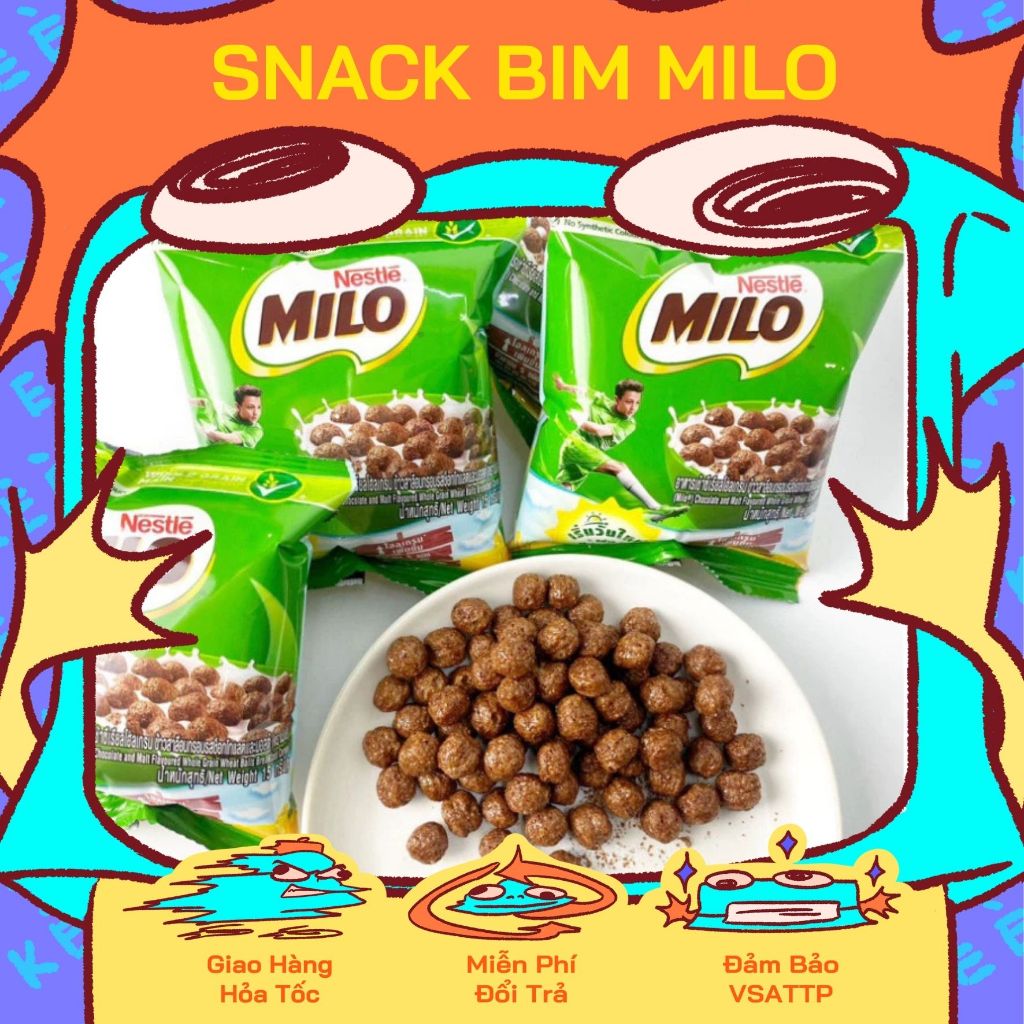 Combo Milo/ngũ cốc viên cacao Milo Thái Lan(gói 15g), l ngũ cốc ăn sáng cacao Milo Thái Lan tiện lợi