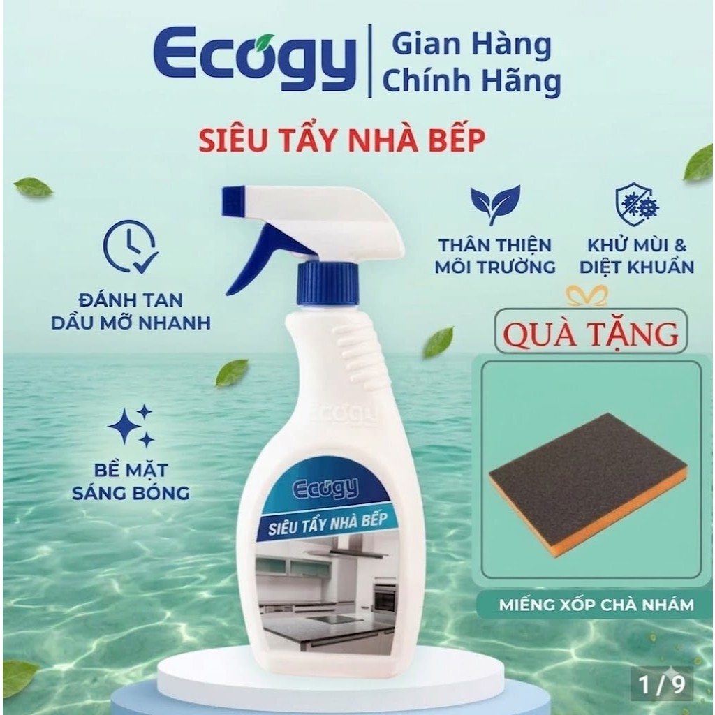 𝗦𝗶𝗲̂𝘂 𝘁𝗮̂̉𝘆 𝗻𝗵𝗮̀ 𝗯𝗲̂́𝗽 đa năng ECOGY, hỗ trợ tẩy các vết cặn dầu mỡ bám trên xoong nồi, nhà bếp