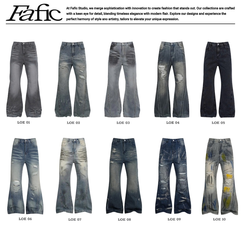 Quần jean ỐNG LOE Denim Wash FAFIC Studio FORM RỘNG unisex Hàn Quốc Quần Jeans dáng suông jean Nam Nữ