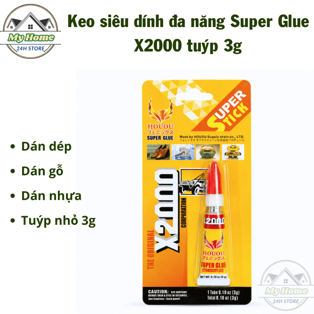 Keo siêu dính đa năng Super Glue X2000 tuýp 3g