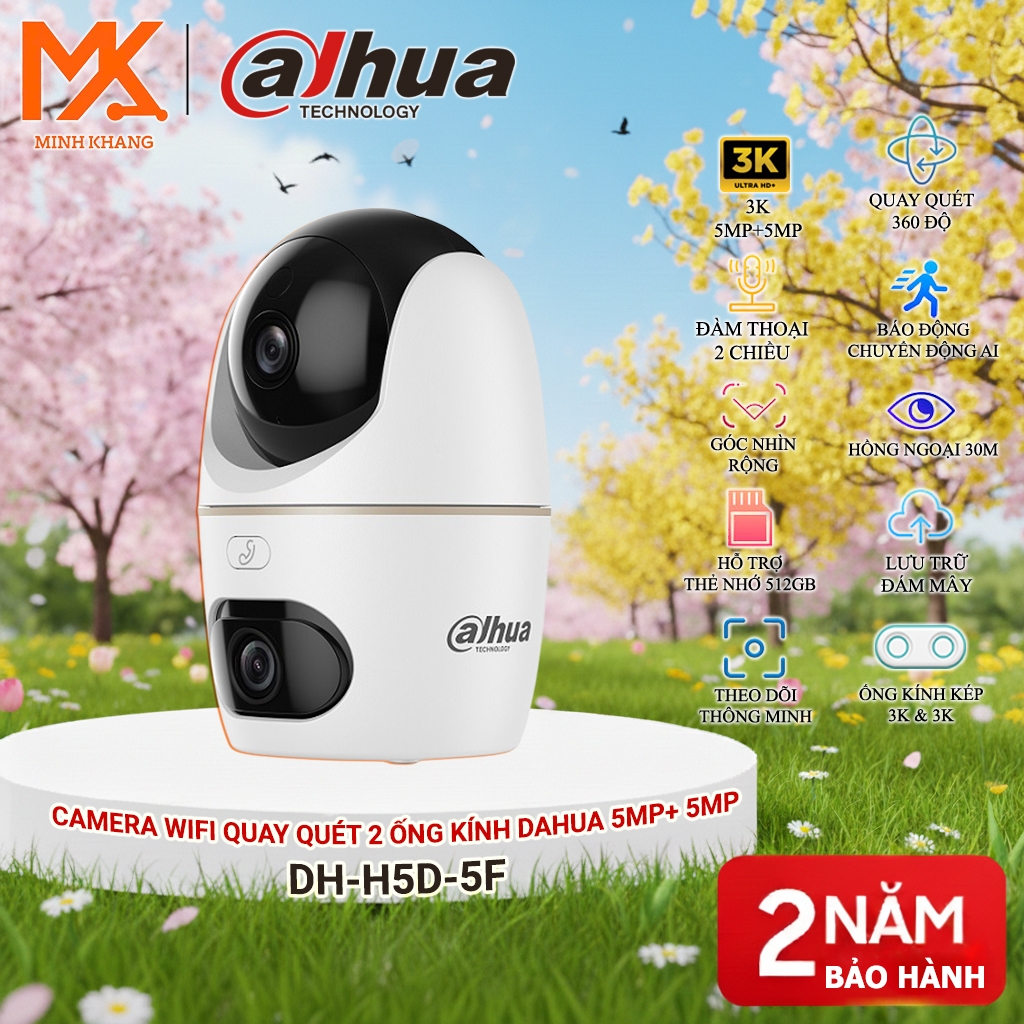 Camera Dahua H3D-3F H5D-5F 3MP 5MP WiFi Dual Camera Trong Nhà Pan Tilt 2 Ống Kính