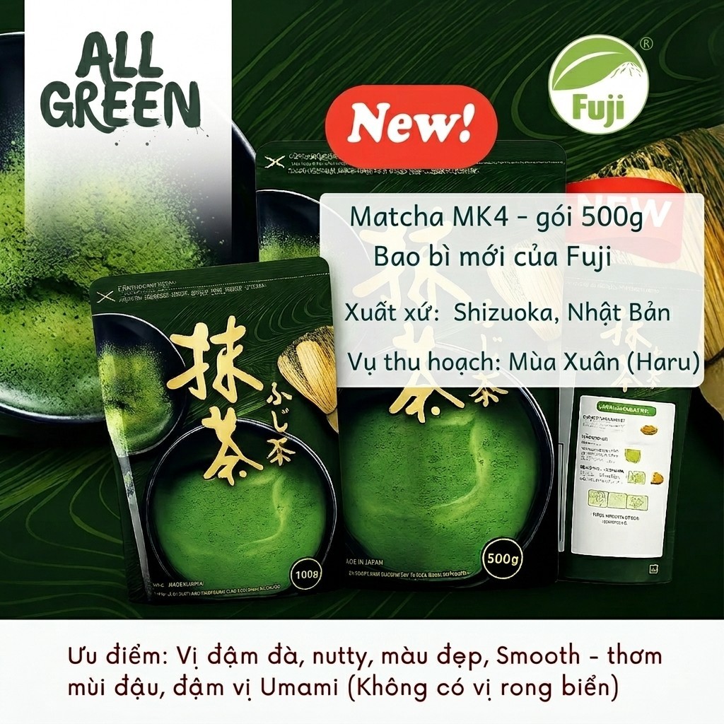 Matcha MK4 Nhật Bản – Gói 500g – Bao bì mới – Chính Hãng Fuji