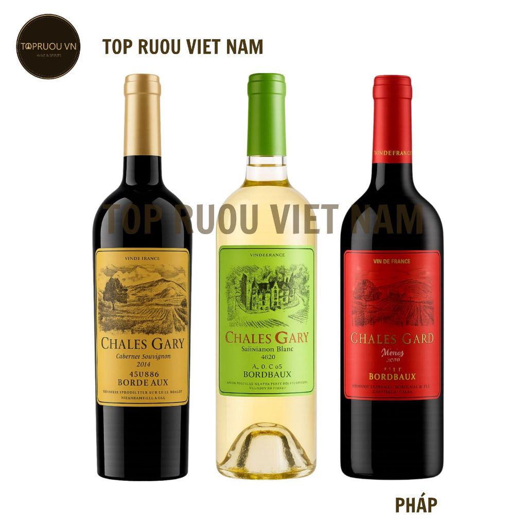 [TopRuou] Rượu Vang Bordeaux Pháp Chales Gary Cabernet Sauvignon - Sauvignon Blanc 750ml