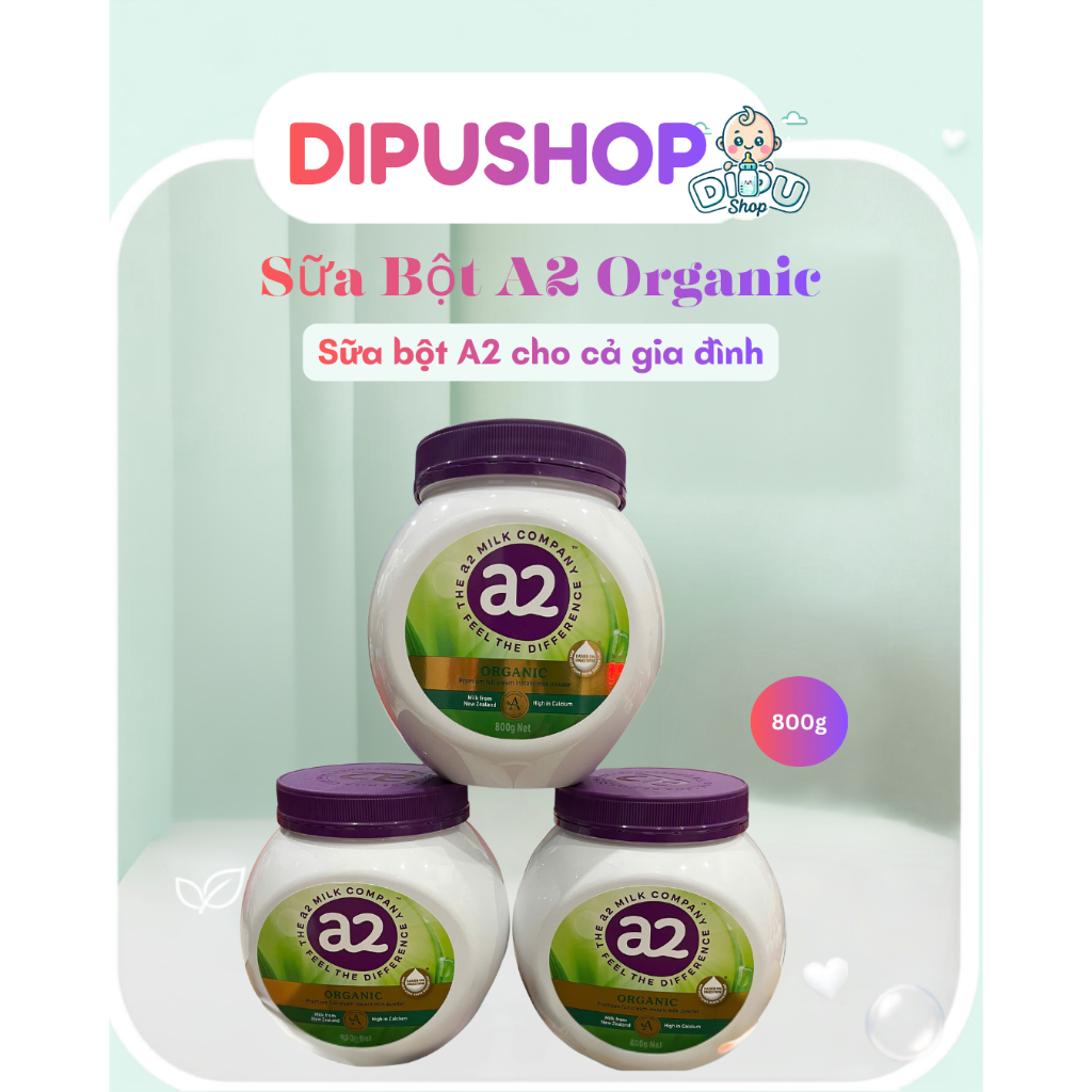 Sữa bột A2 nguyên kem hữu cơ cao cấp A2 Organic Premium Full Cream 800gr