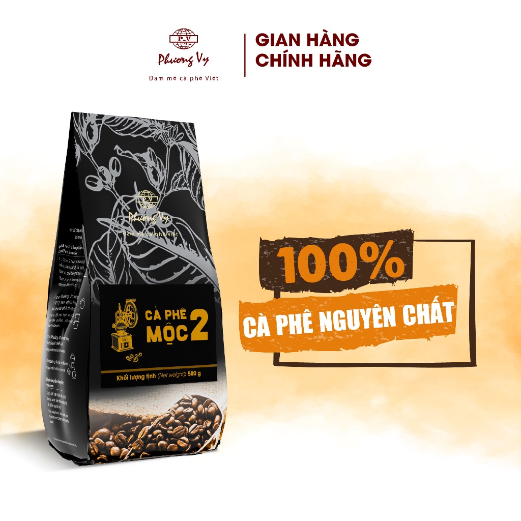 Cà Phê Nguyên Chất MỘC 2 500g hương vị cafe đậm đà, thơm ngon, Phương Vy Coffee