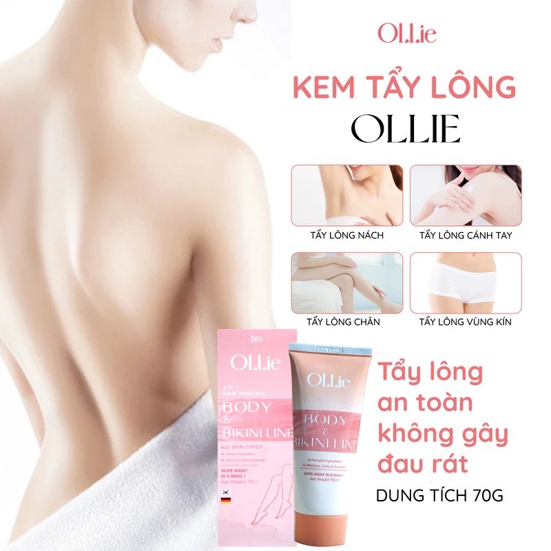 Kem tẩy lông OLLIE , tẩy lông vùng kín, nách, tay, chân, triệt lông an toàn không đau rát dung tích 