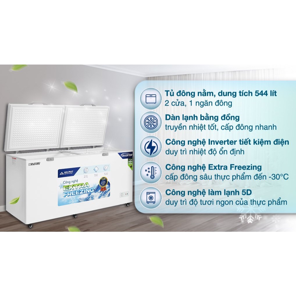 [Hỏa tốc 2h] Tủ đông Hòa Phát Inverter 544 lít HPF AD8544