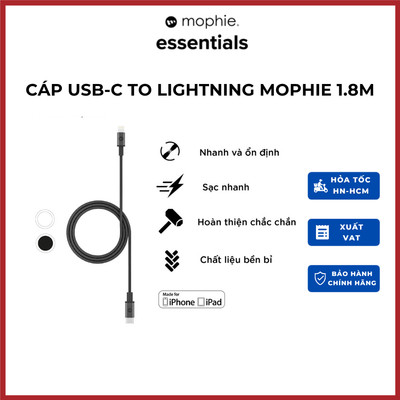 Cáp USB-C To Lightning Mophie 1.8M