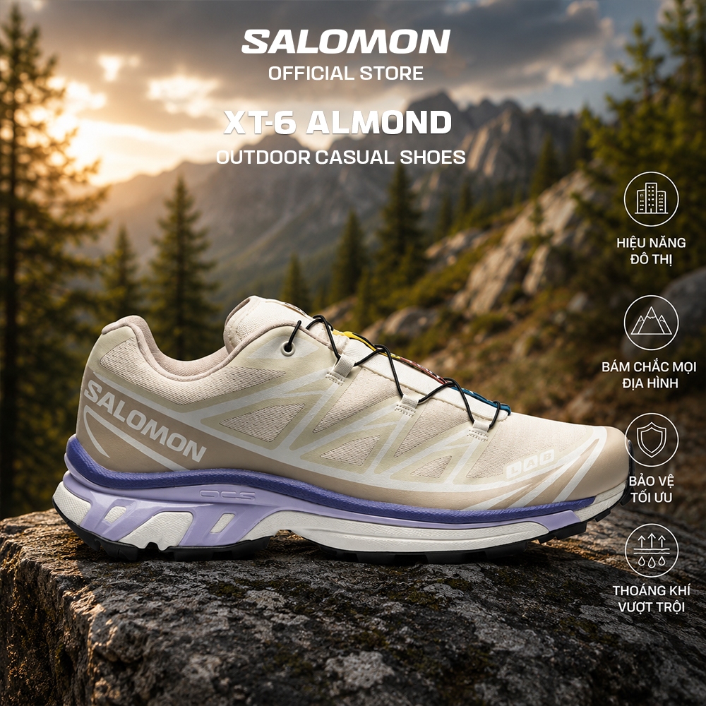 Giày Thể Thao Unisex Salomon XT-6 Almond L47582700 Milk/Sliver Cloud/Libert
