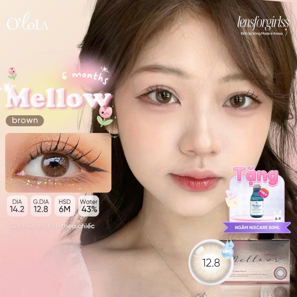 Kính áp tròng 6 tháng LENSFORGIRLSS lens nâu tự nhiên OLOLA MELLOW BROWN