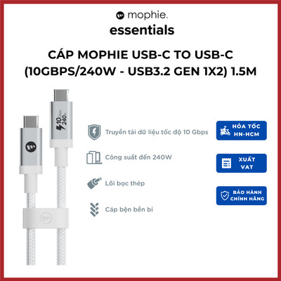 Cáp Mophie USB-C to USB-C (10Gbps/240W - USB3.2 Gen 1X2) 1.5M