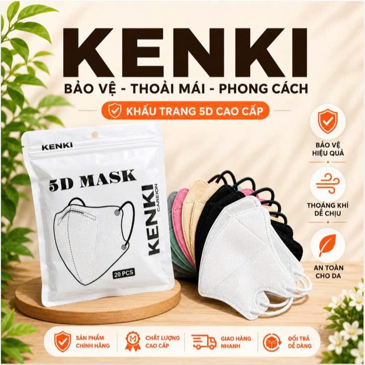 SET 200 Cái Khẩu Trang 5D KENKI Chính hãng 3 lớp kháng khuẩn dày dặn cao cấp