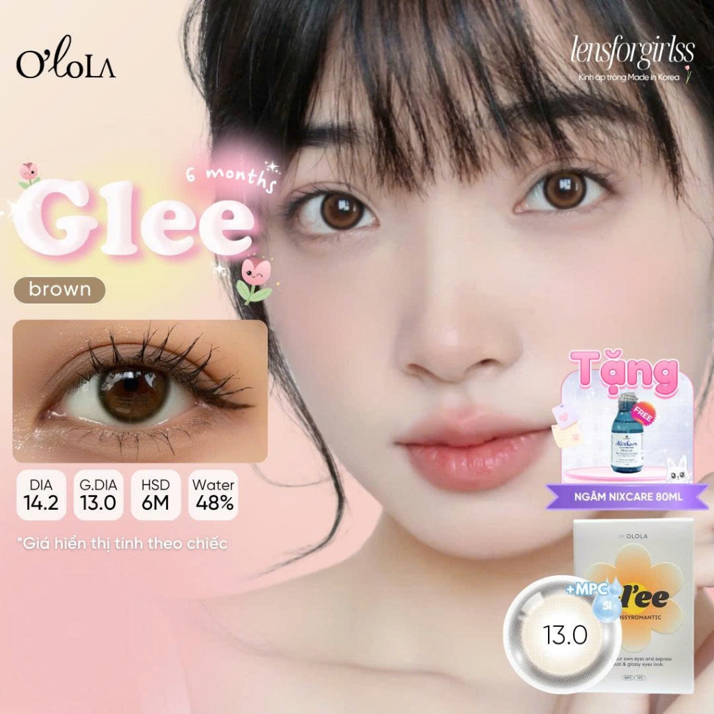 Kính áp tròng 6 tháng LENSFORGIRLSS lens nâu tự nhiên OLOLA GLEE BROWN