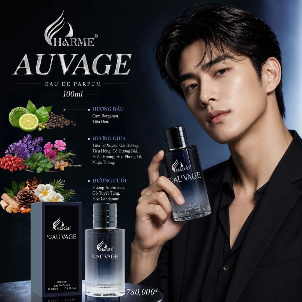 [Chính Hãng] Nước Hoa CHARME AUVAGE 100ML Dành Cho Nam Hương Thơm Nam Tính Lịch Lãm - Jron Beauty