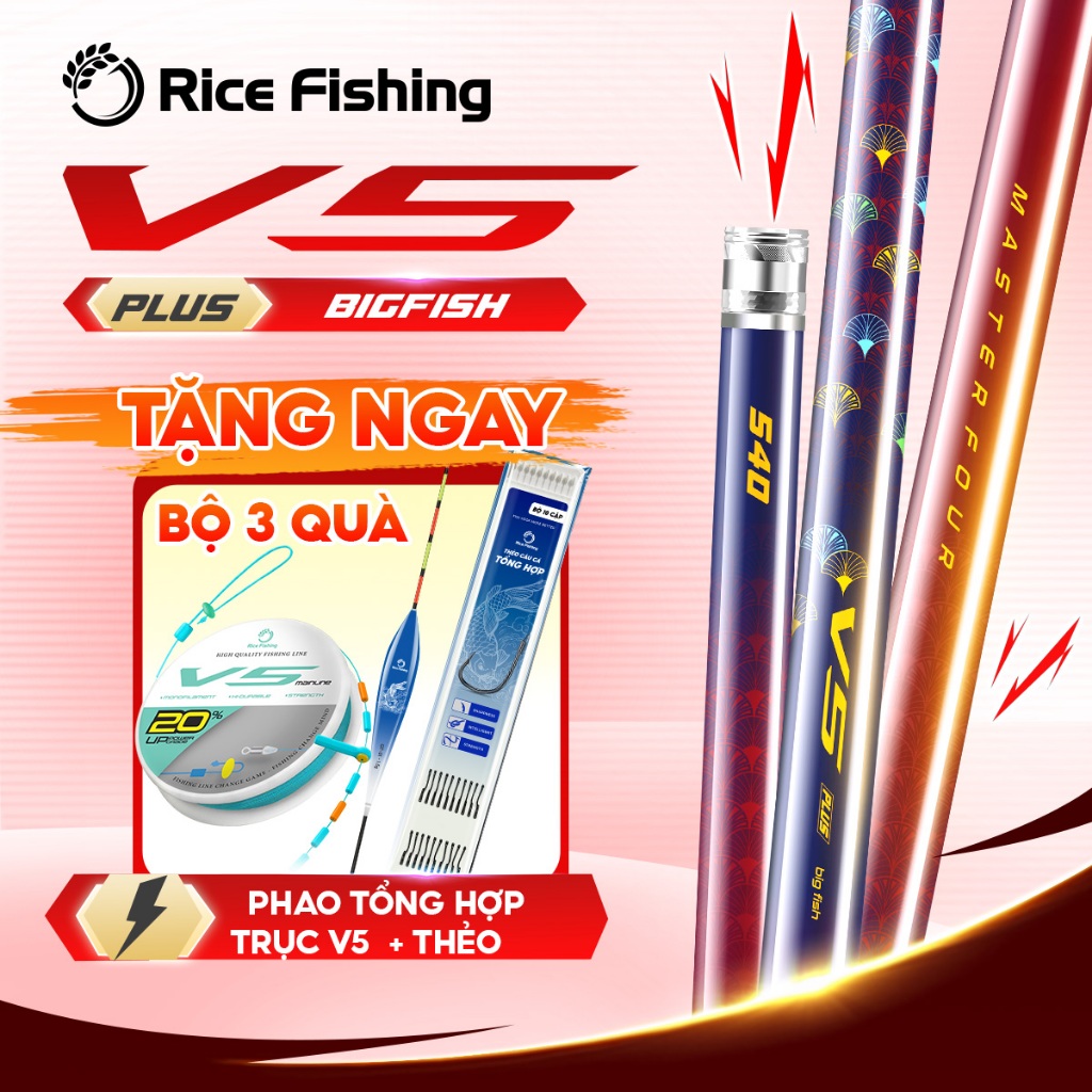 Cần câu đài V5 BIG FISH 6H Rice Fishing  chuyên cá lớn carbon T1000 + 30T & 40T CC-52