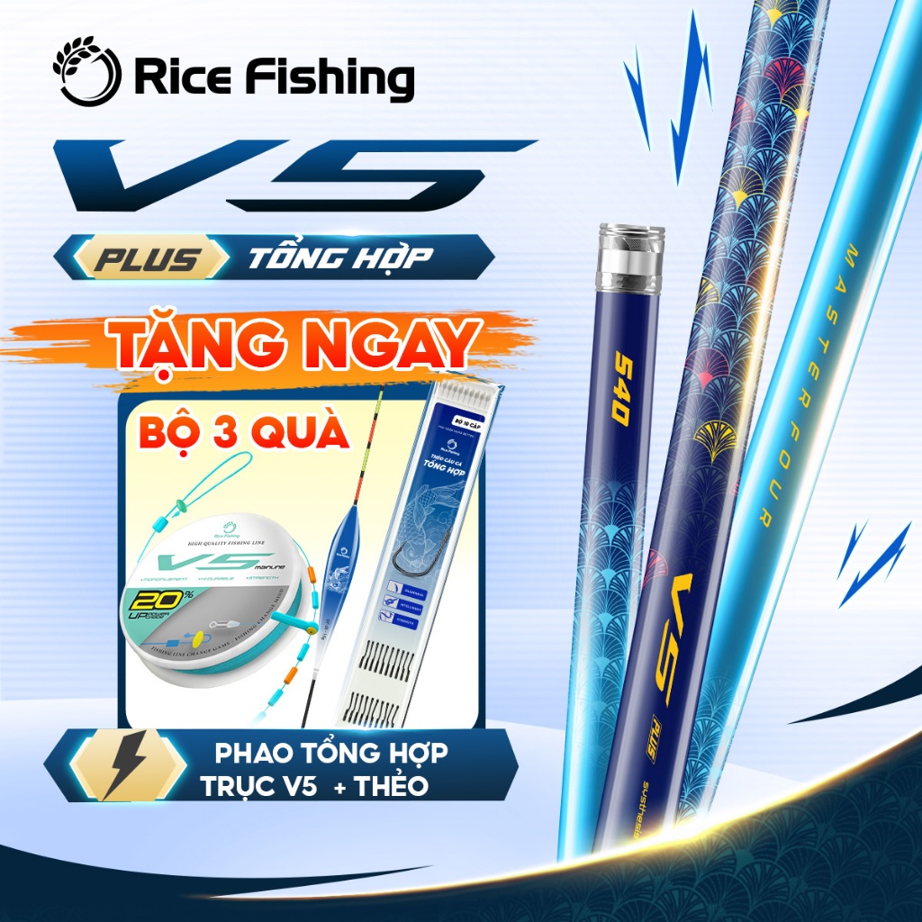 Cần câu đài V5 PLUS độ cứng 5H phiên bản tổng hợp carbon T1000+40T+30T Rice Fishing CC-51