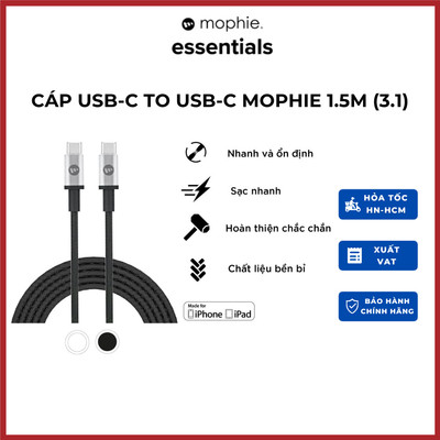 Cáp USB-C To USB-C (3.1) Mophie 1.5M