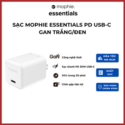 Sạc nhanh mophie PD 18W/20W/30W/35W/40W- USB-C dành cho ip/tablet táo