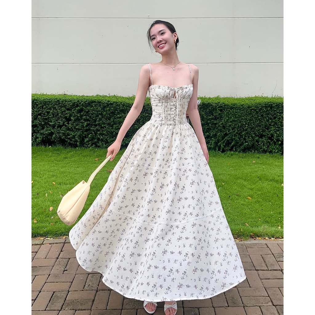 𝗖𝗹𝗼𝘁𝗵𝗲𝘀 𝗕𝗮𝗿 - Rita Dress (Floral) | Váy maxi hai dây hoa tím dáng xòe